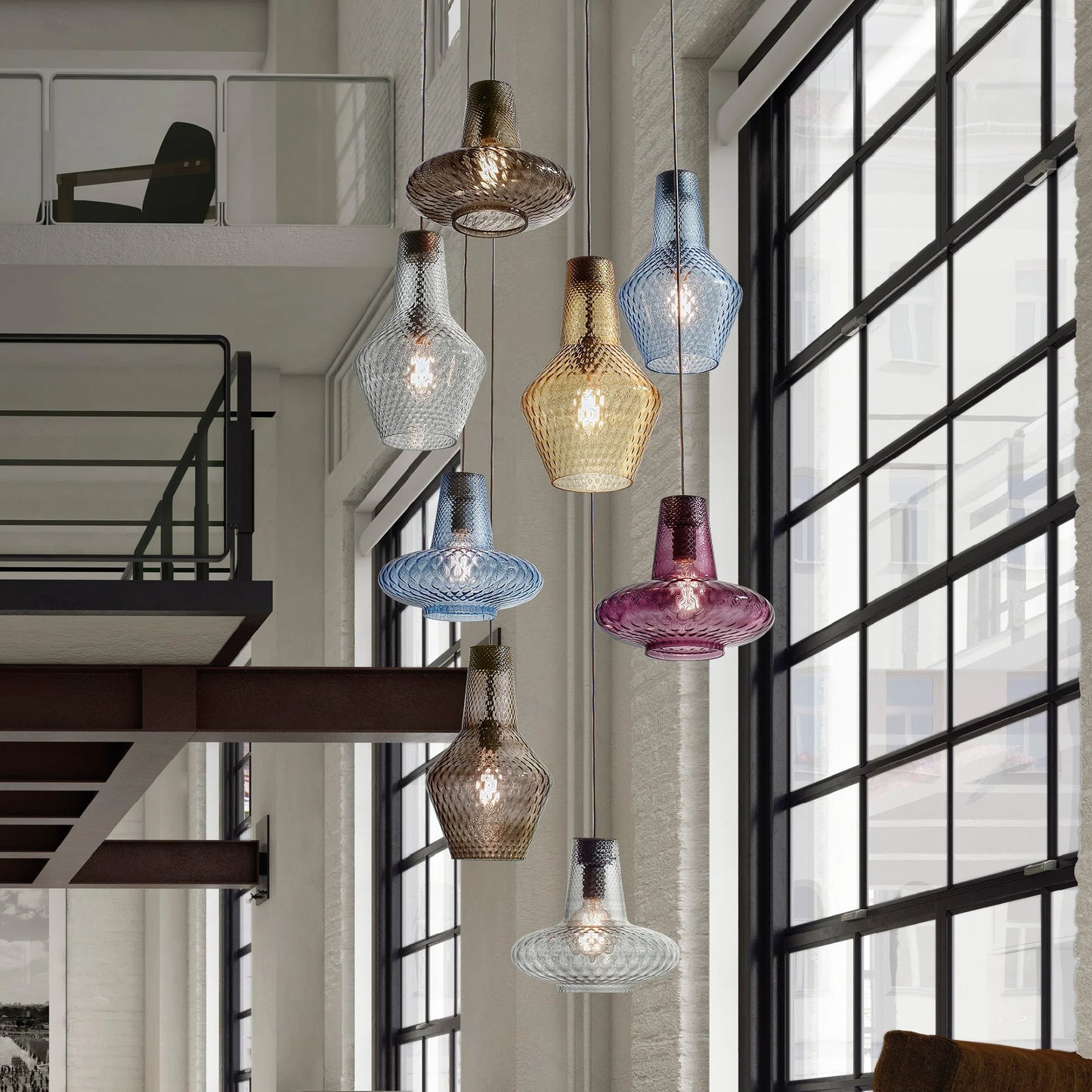 ROMEO Zafferano Sospensione - Lampada in Vetro Soffiato