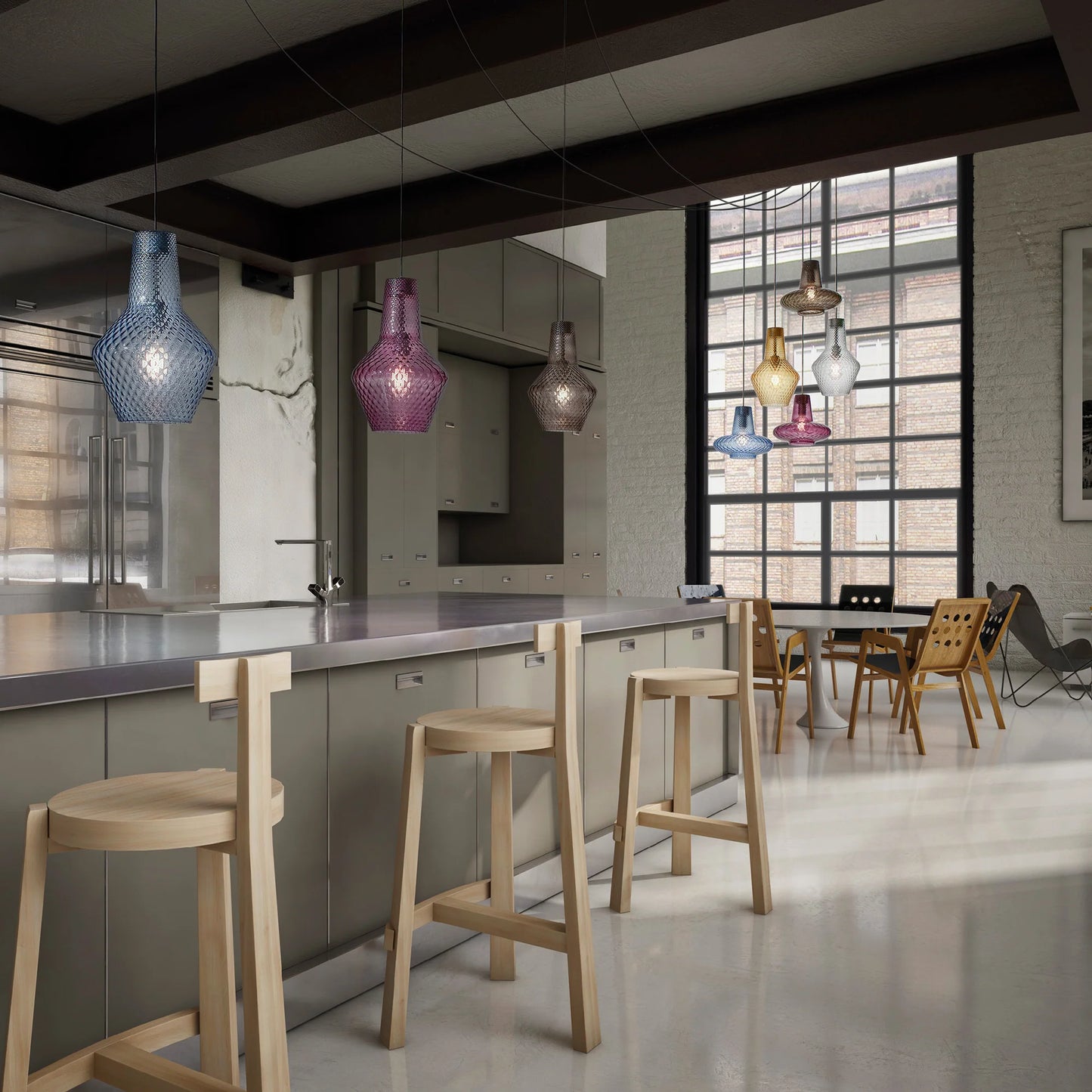 ROMEO Zafferano Sospensione - Lampada in Vetro Soffiato